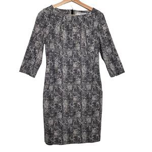 MM Lafleur Etsuko  Sheath Dress Black White Crackle Pattern Size 2
